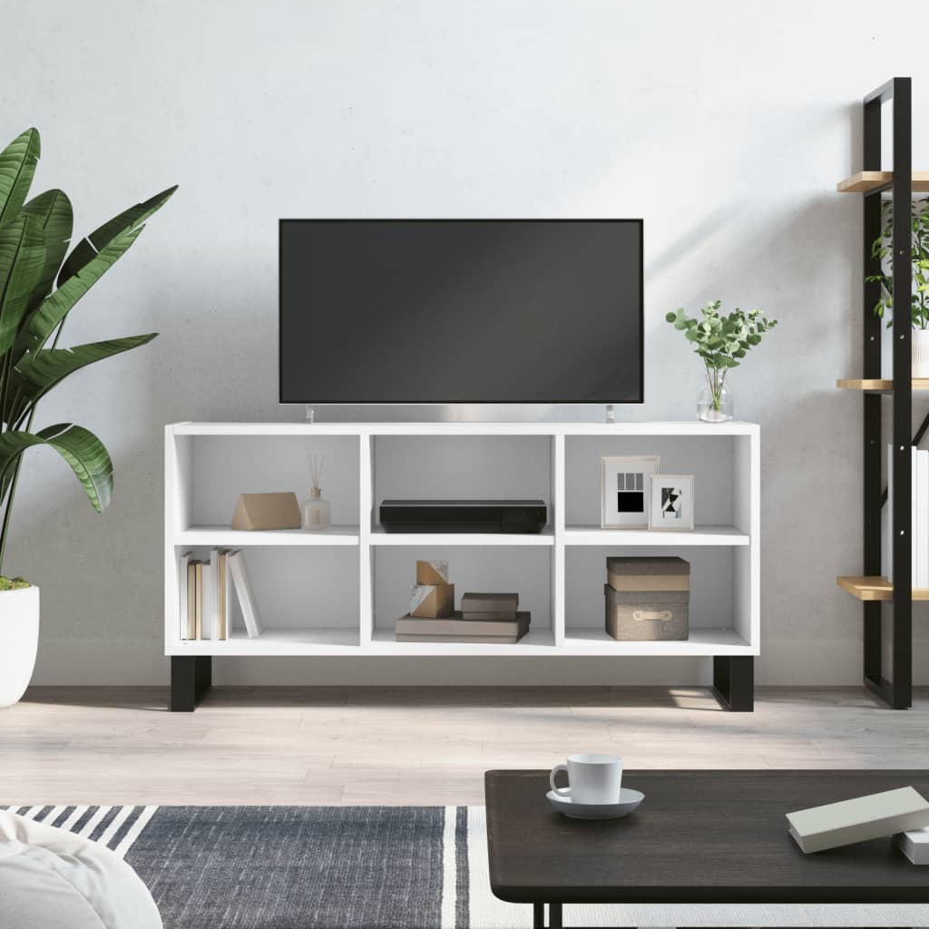 Comodă TV, alb, 103,5x30x50 cm, lemn compozit Lando - Lando