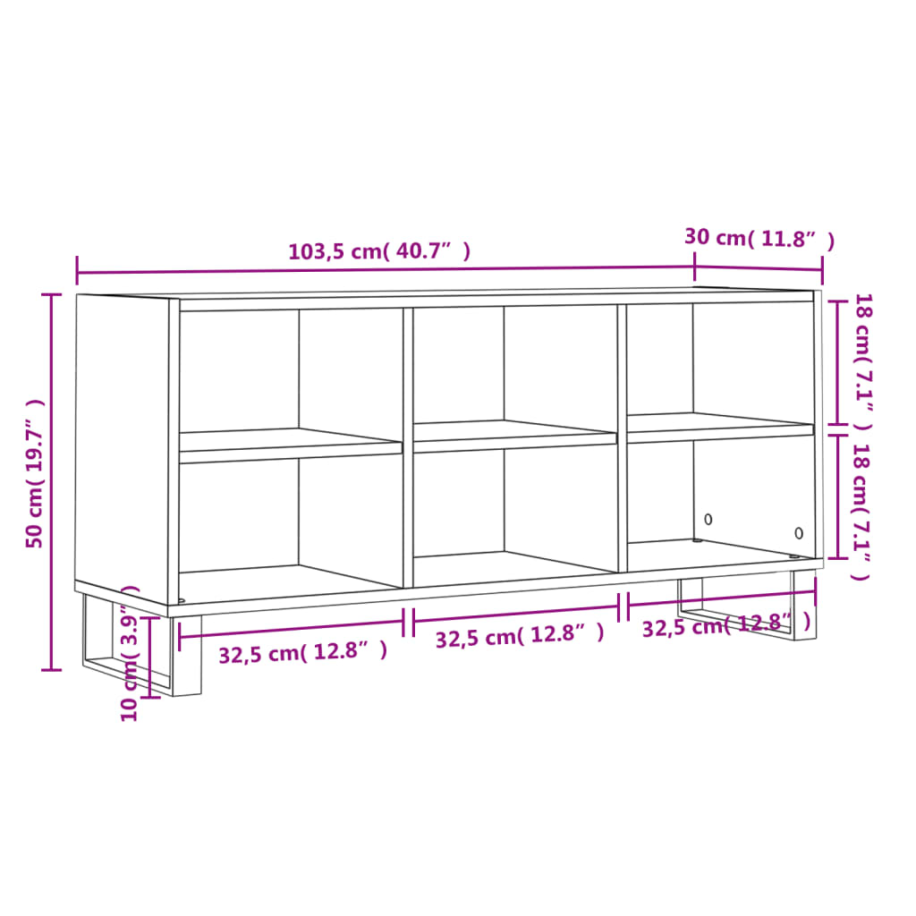 Comodă TV, gri beton, 103,5x30x50 cm, lemn compozit Lando - Lando