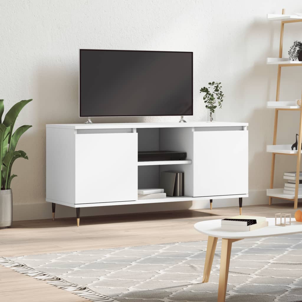 Comodă TV, alb, 104x35x50 cm, lemn compozit Lando - Lando