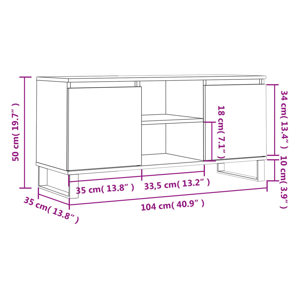 Comodă TV, alb extralucios, 104x35x50 cm, lemn compozit Lando - Lando