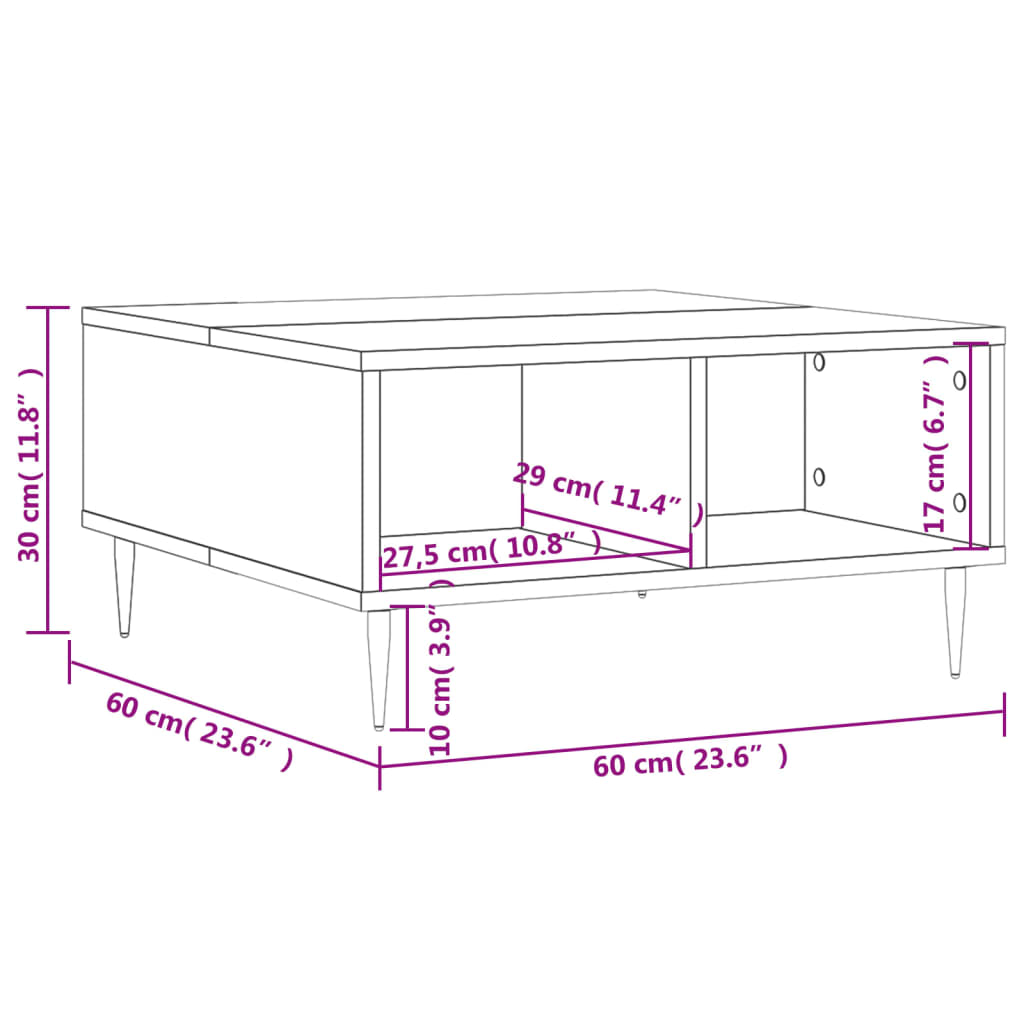 Masă de cafea, gri beton, 60x60x30 cm, lemn compozit Lando - Lando