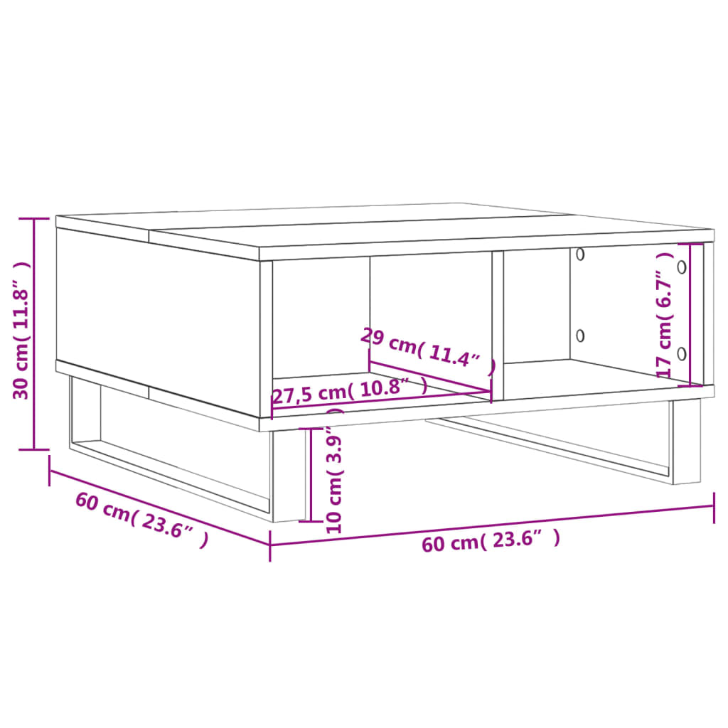 Masă de cafea, gri beton, 60x60x30 cm, lemn compozit Lando - Lando