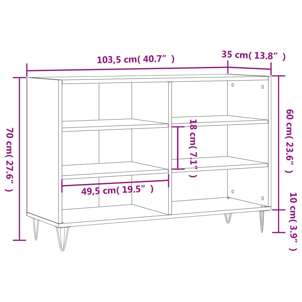 Servantă, gri beton, 103,5x35x70 cm, lemn compozit Lando - Lando