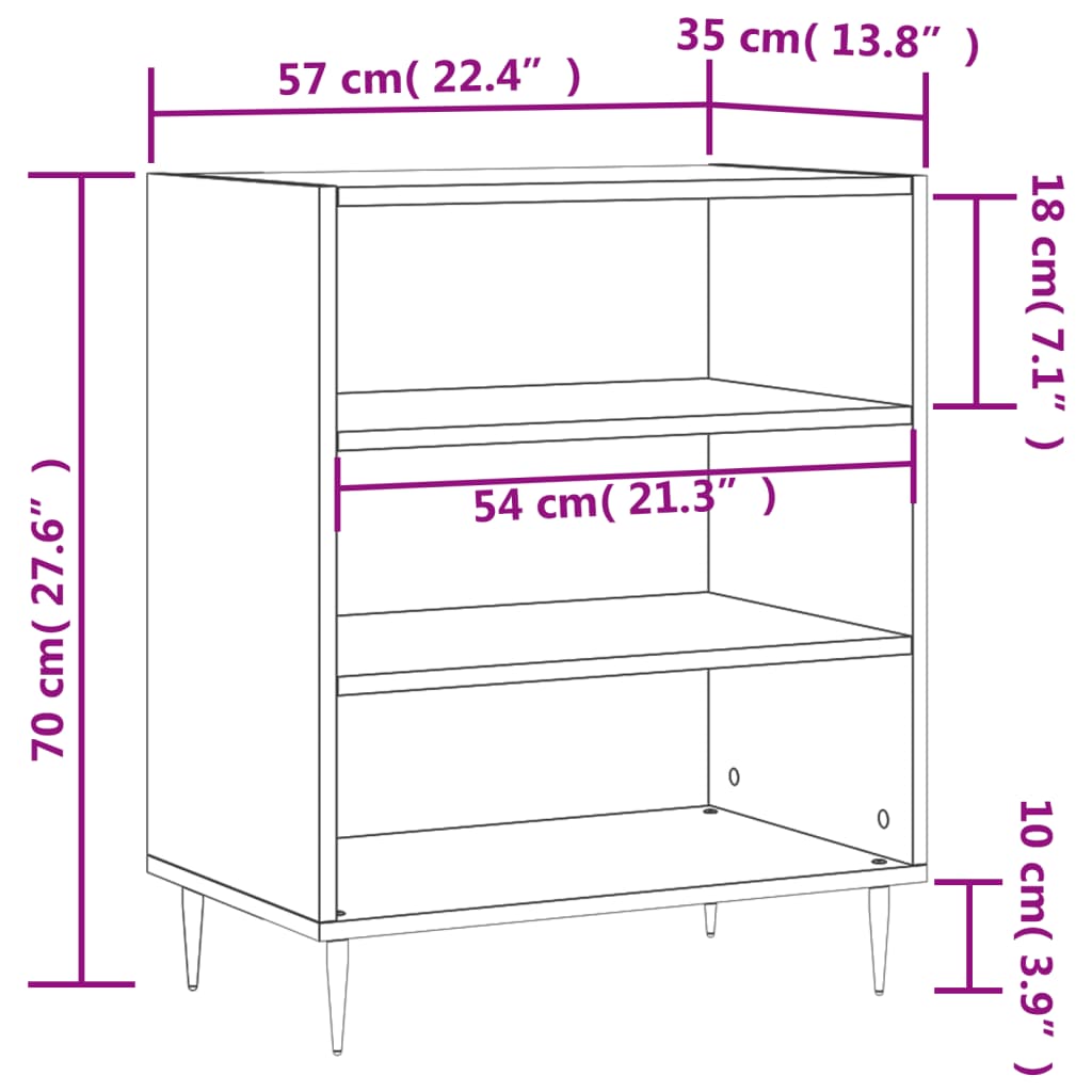 Servantă, gri beton, 57x35x70 cm, lemn compozit Lando - Lando