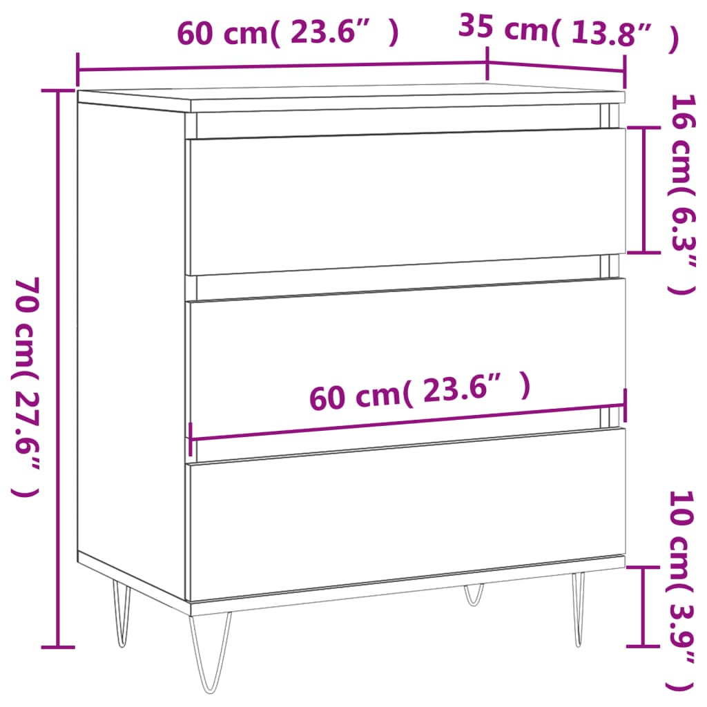 Servantă, gri beton, 60x35x70 cm, lemn prelucrat - Lando