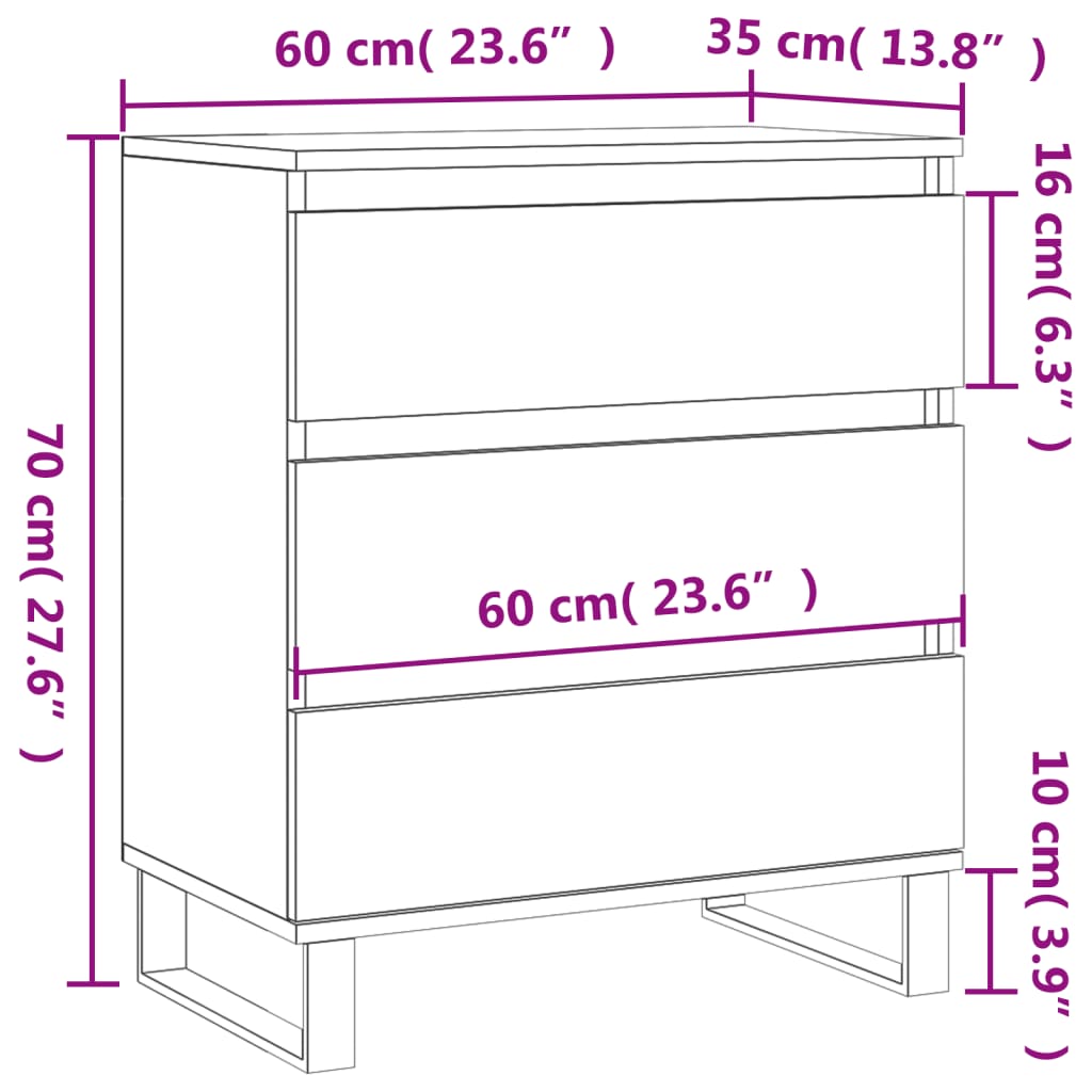 Servantă, gri beton, 60x35x70 cm, lemn prelucrat Lando - Lando