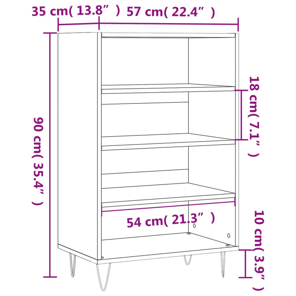 Dulap înalt, gri beton, 57x35x90 cm, lemn compozit Lando - Lando