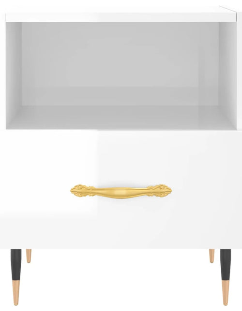 Încărcați imaginea în vizualizatorul Galerie, Noptiere, 2 buc., alb extralucios, 40x35x47,5 cm, lemn compozit - Lando
