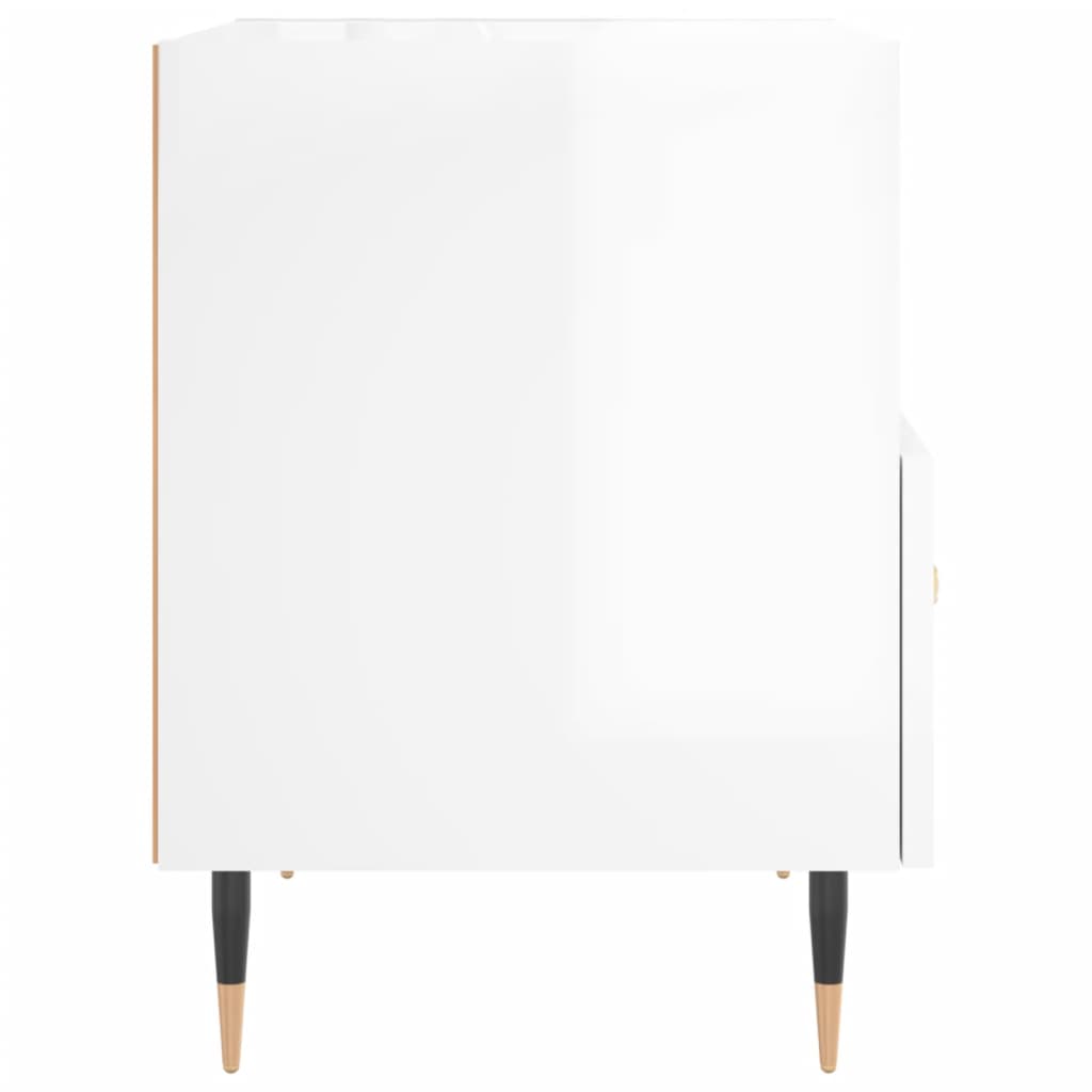 Noptiere, 2 buc., alb extralucios, 40x35x47,5 cm, lemn compozit - Lando