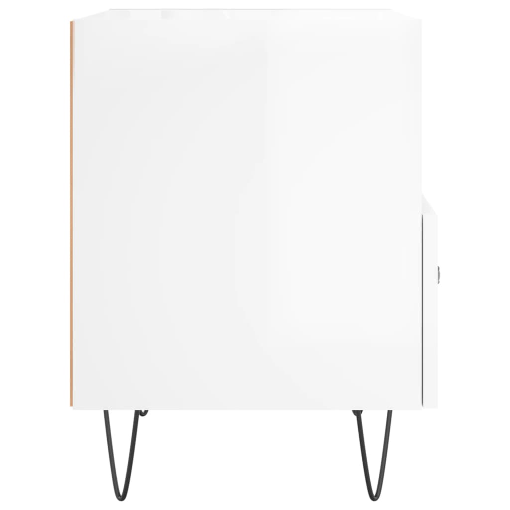 Noptiere, 2 buc., alb extralucios, 40x35x47,5 cm, lemn compozit - Lando