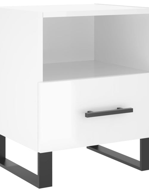 Загрузите изображение в средство просмотра галереи, Noptieră, alb extralucios, 40x35x47,5 cm, lemn compozit - Lando
