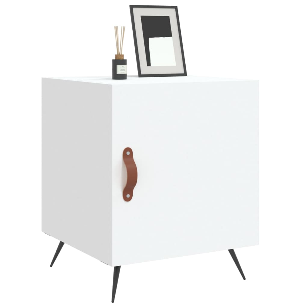 Noptiere, 2 buc., alb, 40x40x50 cm, lemn compozit - Lando
