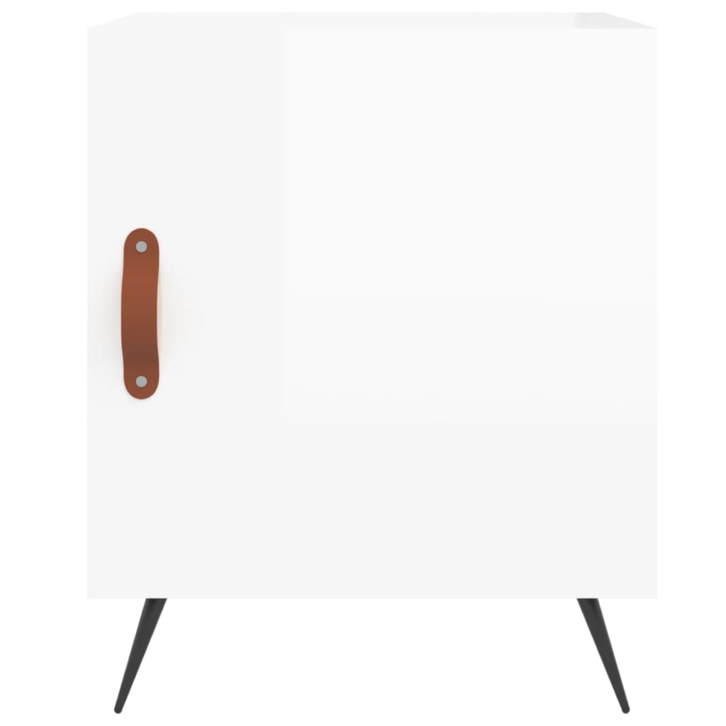Noptieră, alb extralucios, 40x40x50 cm, lemn compozit - Lando