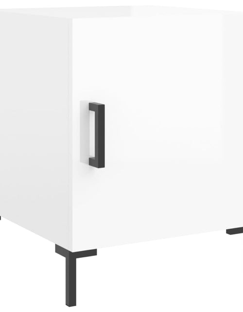 Încărcați imaginea în vizualizatorul Galerie, Noptieră, alb extralucios, 40x40x50 cm, lemn compozit - Lando
