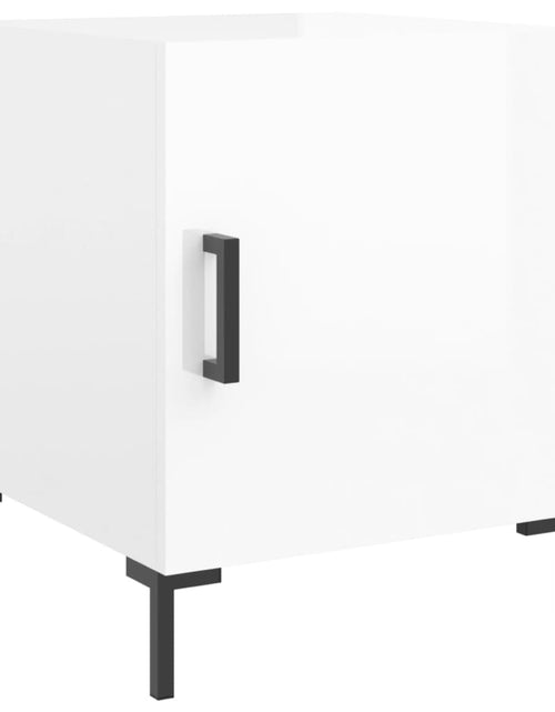 Încărcați imaginea în vizualizatorul Galerie, Noptiere, 2 buc., alb extralucios, 40x40x50 cm, lemn compozit - Lando
