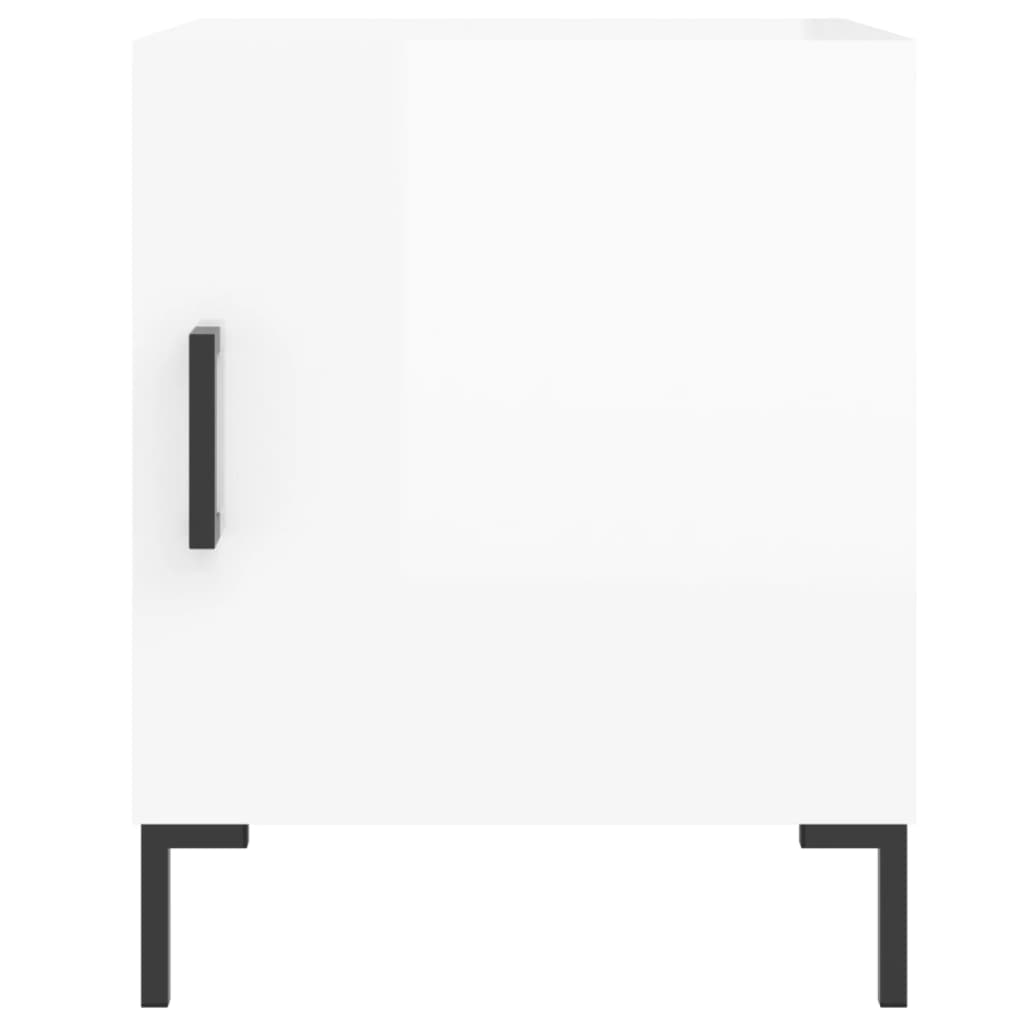 Noptiere, 2 buc., alb extralucios, 40x40x50 cm, lemn compozit - Lando