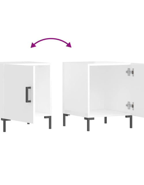 Загрузите изображение в средство просмотра галереи, Noptiere, 2 buc., alb extralucios, 40x40x50 cm, lemn compozit - Lando
