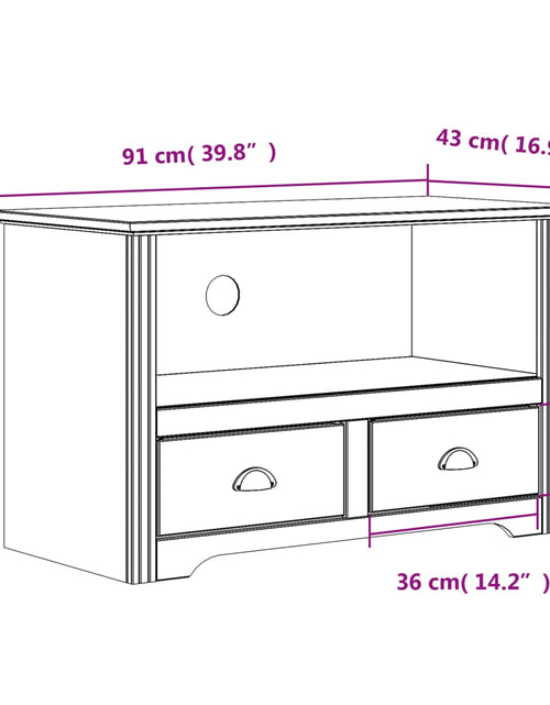 Încărcați imaginea în vizualizatorul Galerie, Comodă TV cu 2 sertare „BODO” alb 91x43x56 cm lemn masiv de pin Lando - Lando
