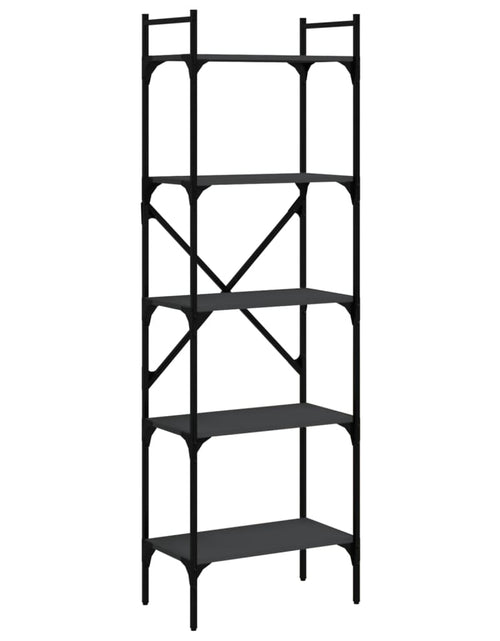 Загрузите изображение в средство просмотра галереи, Bibliotecă cu 5 niveluri, negru, 56x31,5x174 cm, lemn prelucrat Lando - Lando
