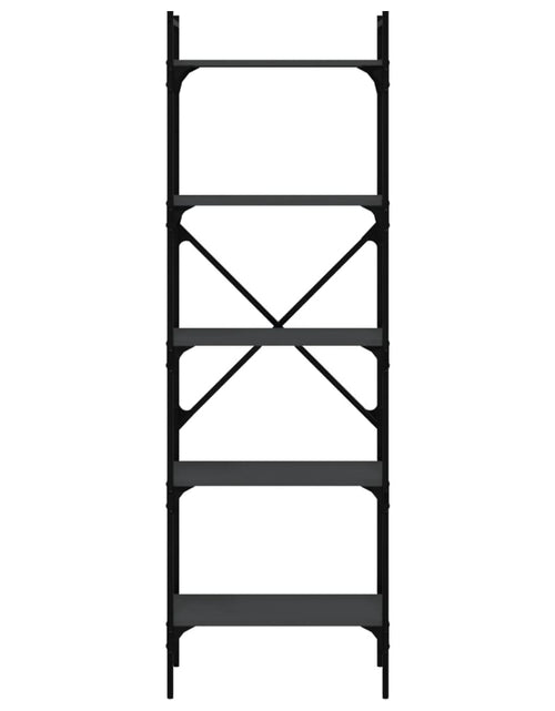 Загрузите изображение в средство просмотра галереи, Bibliotecă cu 5 niveluri, negru, 56x31,5x174 cm, lemn prelucrat Lando - Lando
