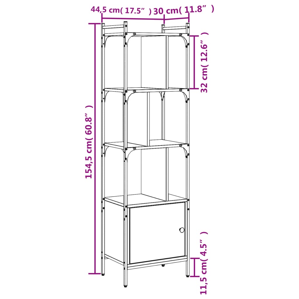 Bibliotecă cu ușă stejar maro 44,5x30x154,5 cm lemn compozit Lando - Lando