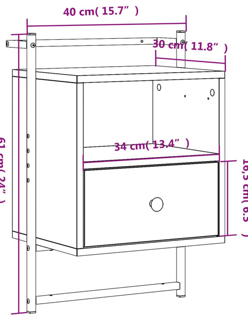 Загрузите изображение в средство просмотра галереи, Noptieră de perete, stejar maro, 40x30x61 cm, lemn prelucrat - Lando

