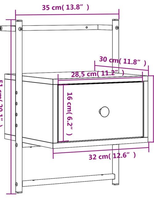 Загрузите изображение в средство просмотра галереи, Noptiere de perete, 2 buc., stejar maro, 35x30x51 cm, lemn - Lando
