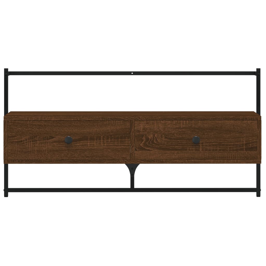 Dulap TV montat pe perete, stejar maro, 100,5x30x51 cm, lemn Lando - Lando