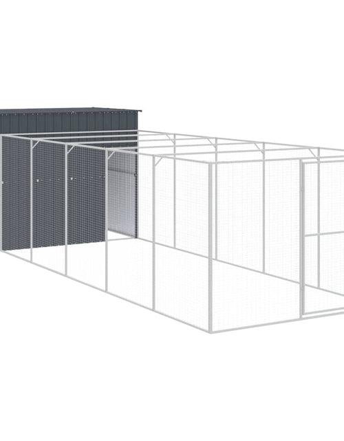 Încărcați imaginea în vizualizatorul Galerie, Cușcă de câine cu țarc antracit 214x661x181 cm oțel galvanizat - Lando
