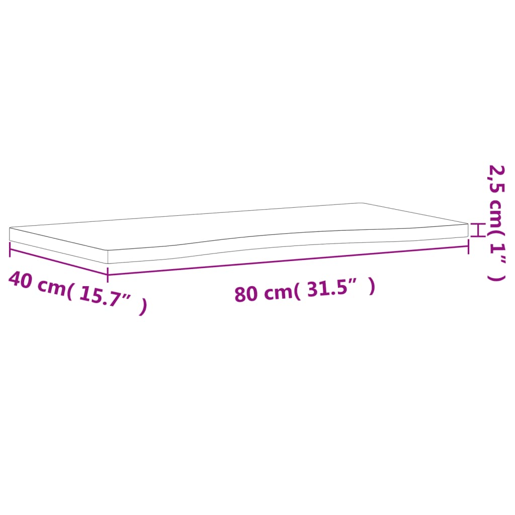 Blat de birou, 80x(36-40)x2,5 cm, lemn masiv de fag - Lando