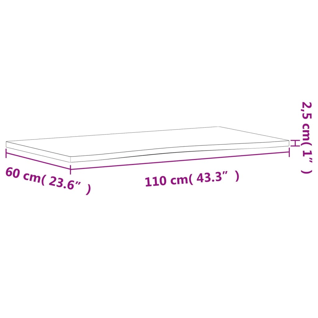 Blat de birou, 110x(55-60)x2,5 cm, lemn masiv de fag - Lando