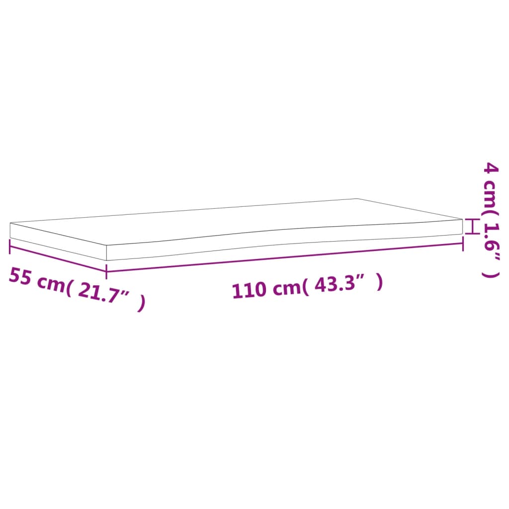 Blat de birou, 110x(50-55)x4 cm, lemn masiv de fag - Lando