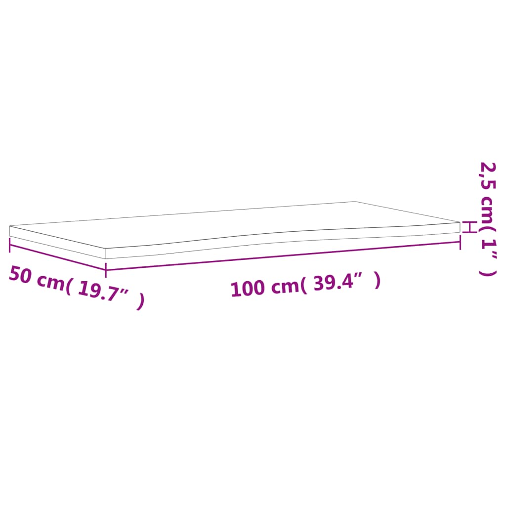 Blat de birou, 100x(45-50)x2,5 cm, lemn masiv de fag - Lando