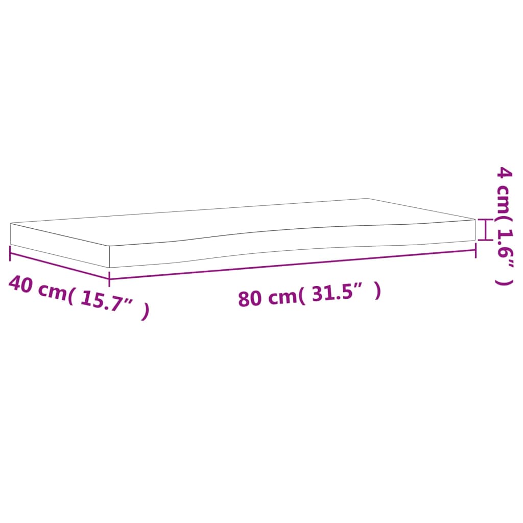 Blat de birou, 80x(36-40)x4 cm, lemn masiv de fag - Lando