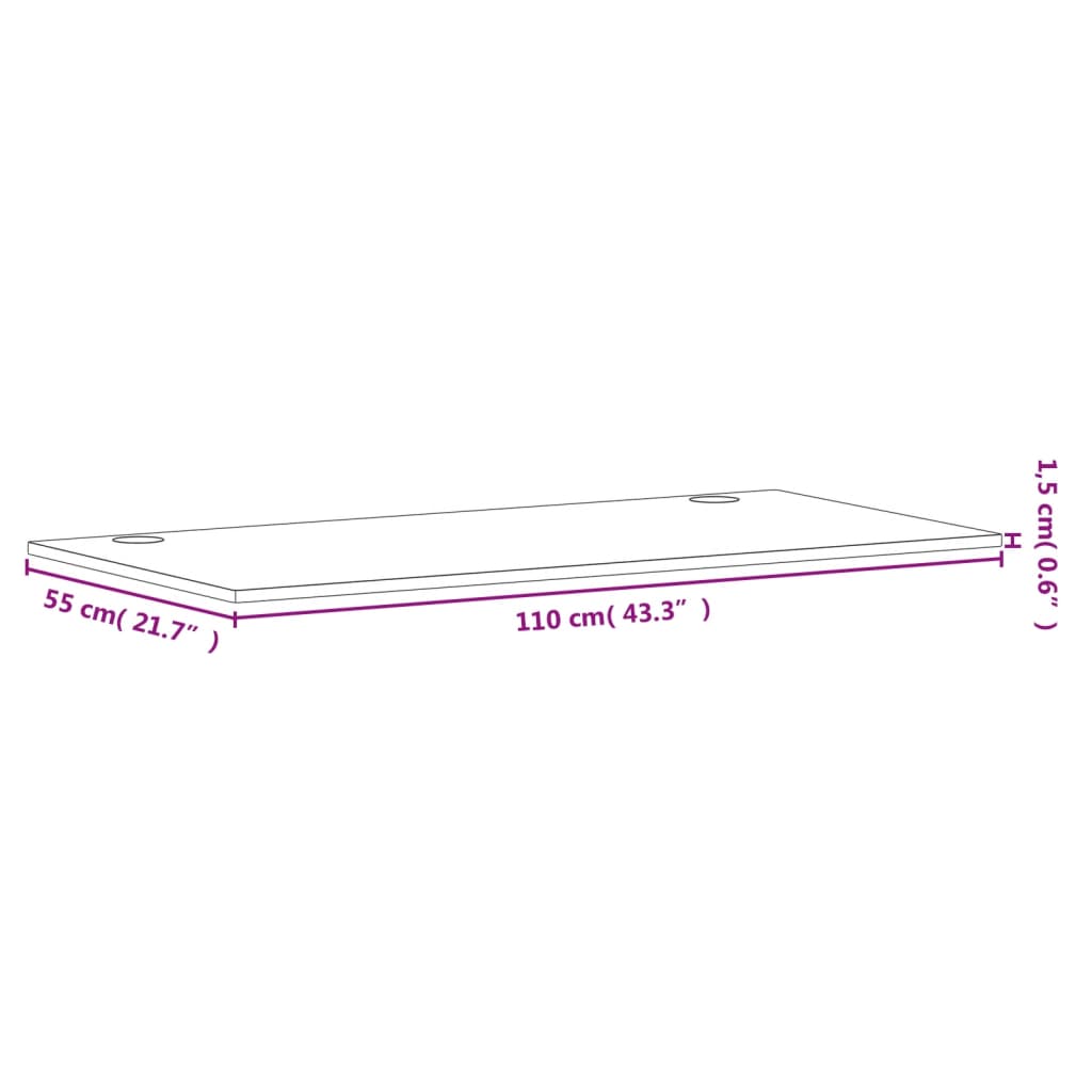 Blat de birou, 110x55x1,5 cm, lemn masiv de fag - Lando