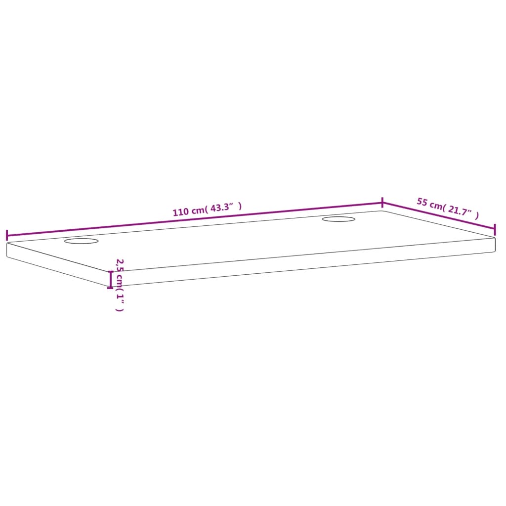 Blat de birou, 110x55x2,5 cm, lemn masiv de fag - Lando