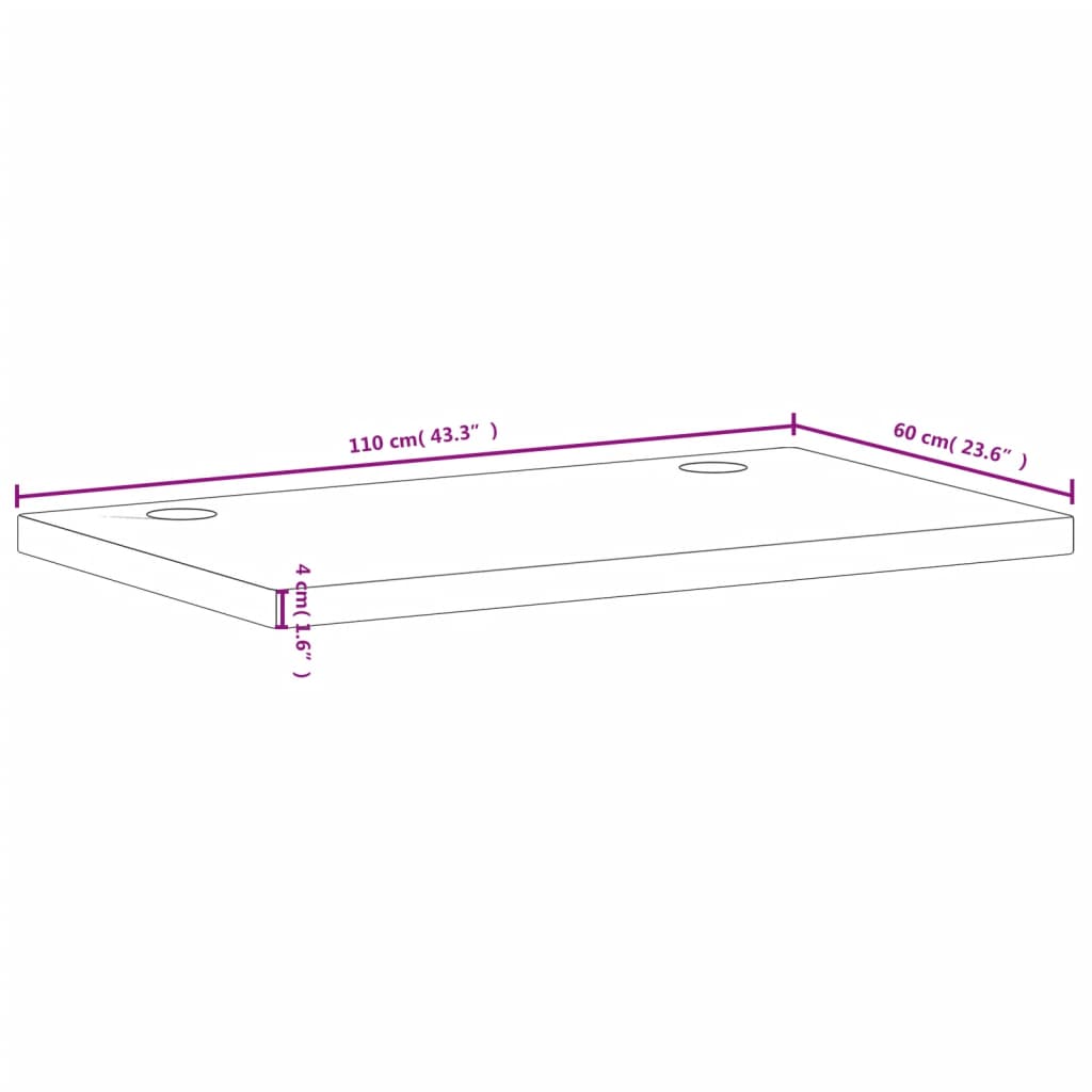 Blat de birou, 110x60x4 cm, lemn masiv de fag - Lando