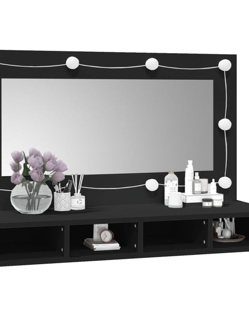 Încărcați imaginea în vizualizatorul Galerie, Dulap cu oglindă și LED, negru, 90x31,5x62 cm - Lando
