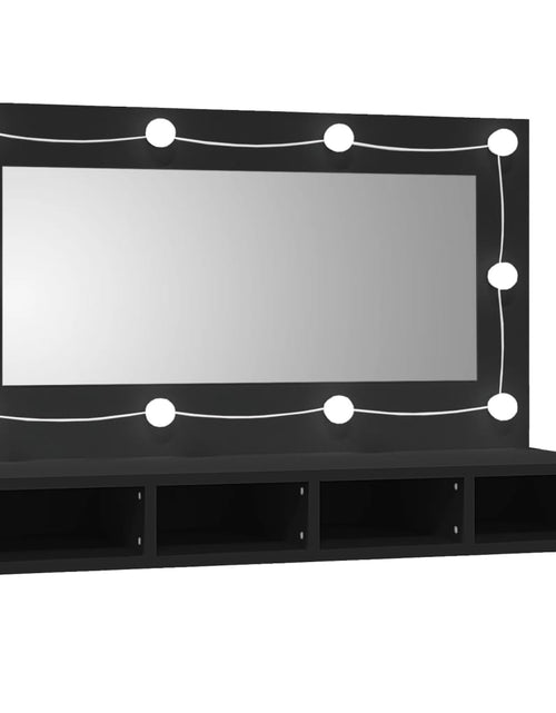 Загрузите изображение в средство просмотра галереи, Dulap cu oglindă și LED, negru, 90x31,5x62 cm - Lando
