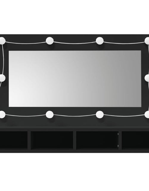 Загрузите изображение в средство просмотра галереи, Dulap cu oglindă și LED, negru, 90x31,5x62 cm - Lando
