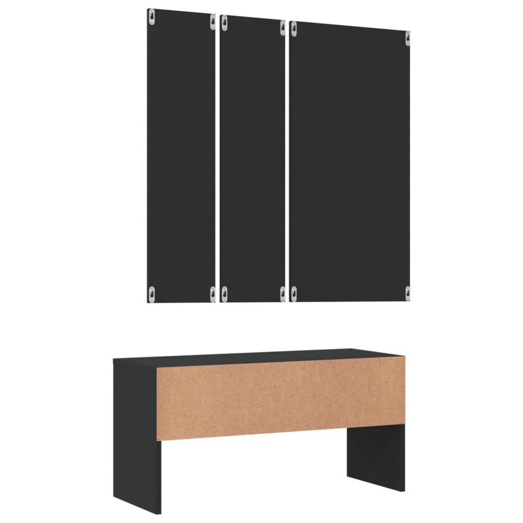 Set de mobilier pentru hol, negru, lemn prelucrat - Lando