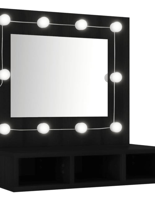 Загрузите изображение в средство просмотра галереи, Dulap cu oglindă și LED, negru, 60x31,5x62 cm - Lando
