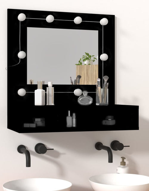 Încărcați imaginea în vizualizatorul Galerie, Dulap cu oglindă și LED, negru, 60x31,5x62 cm - Lando
