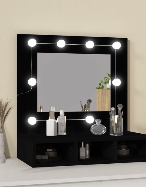 Încărcați imaginea în vizualizatorul Galerie, Dulap cu oglindă și LED, negru, 60x31,5x62 cm - Lando
