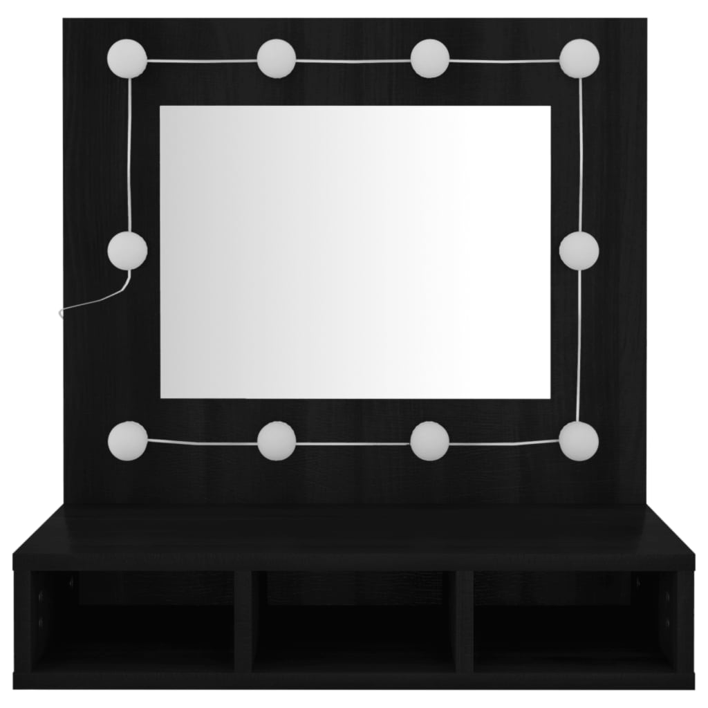 Dulap cu oglindă și LED, negru, 60x31,5x62 cm - Lando