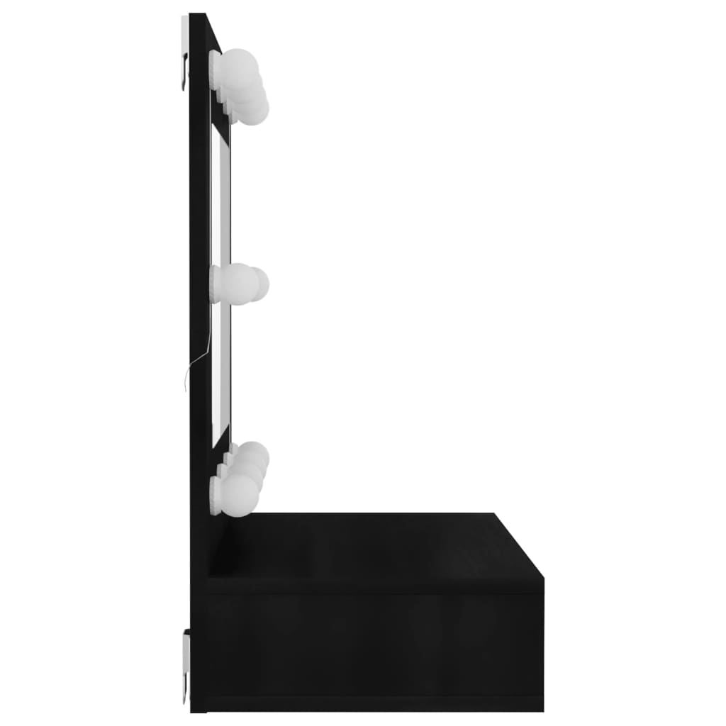 Dulap cu oglindă și LED, negru, 60x31,5x62 cm - Lando