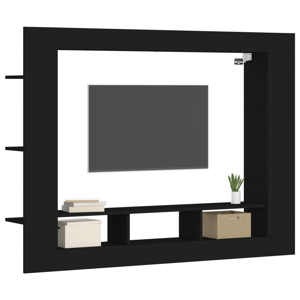 Comodă TV, negru, 152x22x113 cm, lemn prelucrat - Lando