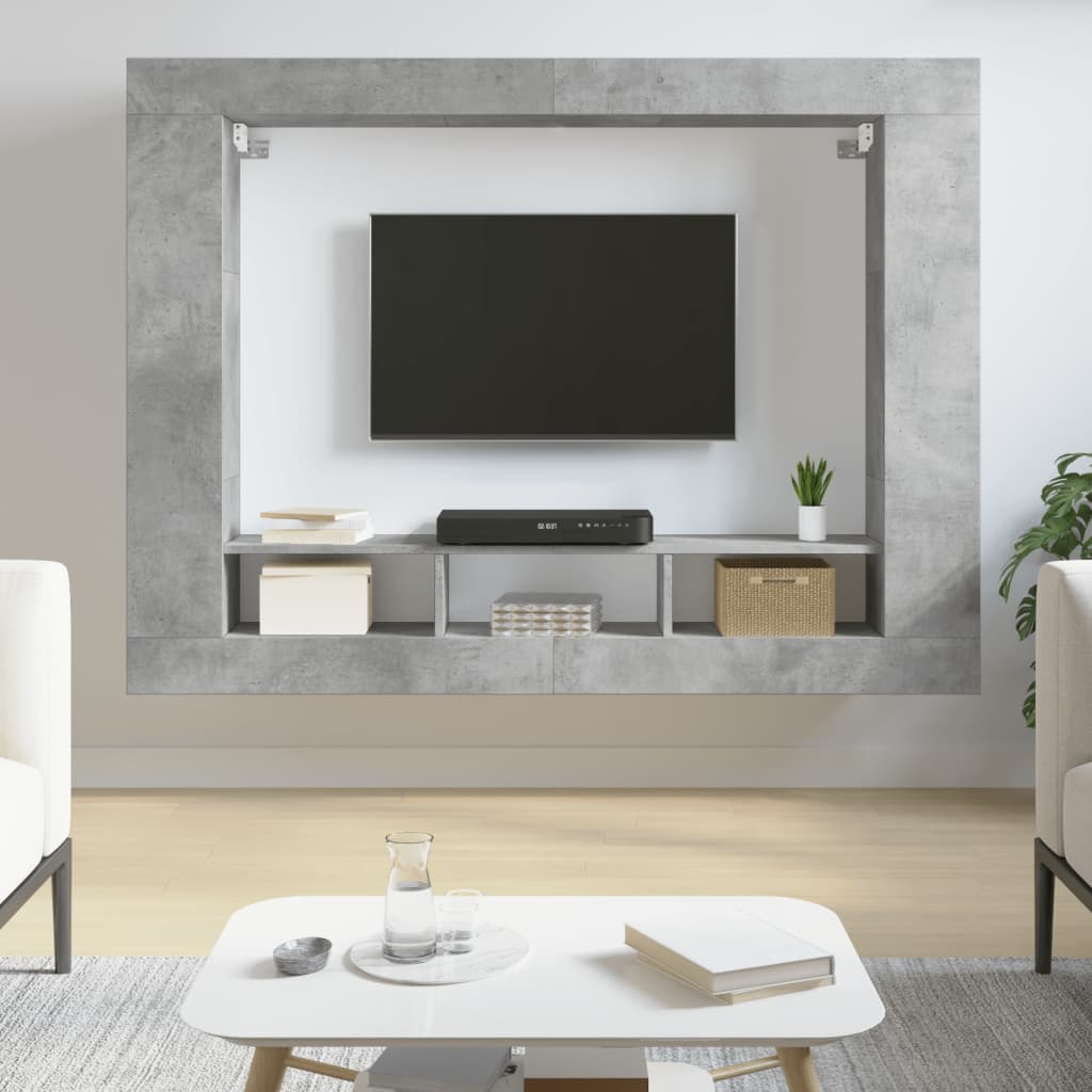 Comodă TV, gri beton, 152x22x113 cm, lemn prelucrat - Lando