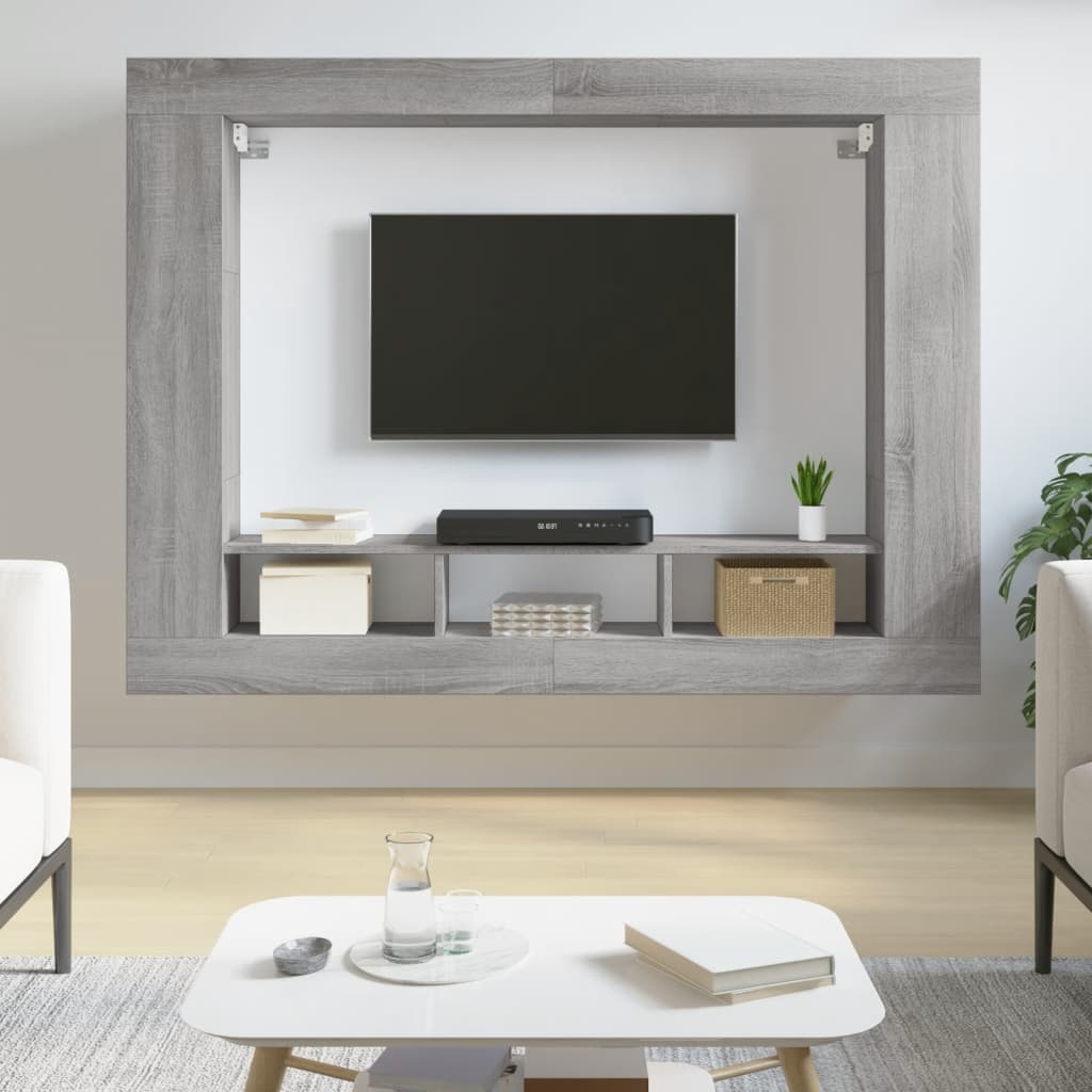 Comodă TV, gri sonoma, 152x22x113 cm, lemn prelucrat - Lando