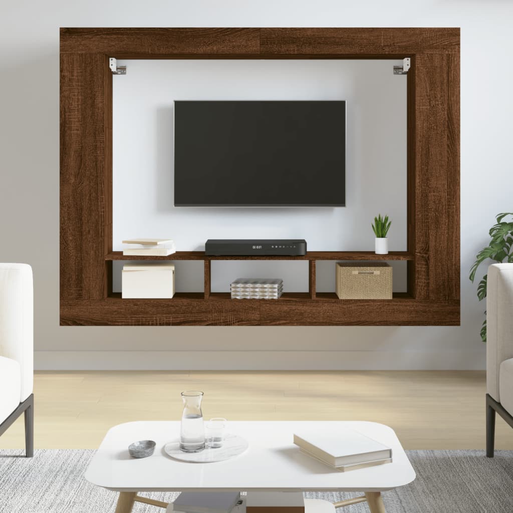 Dulap TV, stejar maro, 152x22x113 cm, lemn prelucrat - Lando